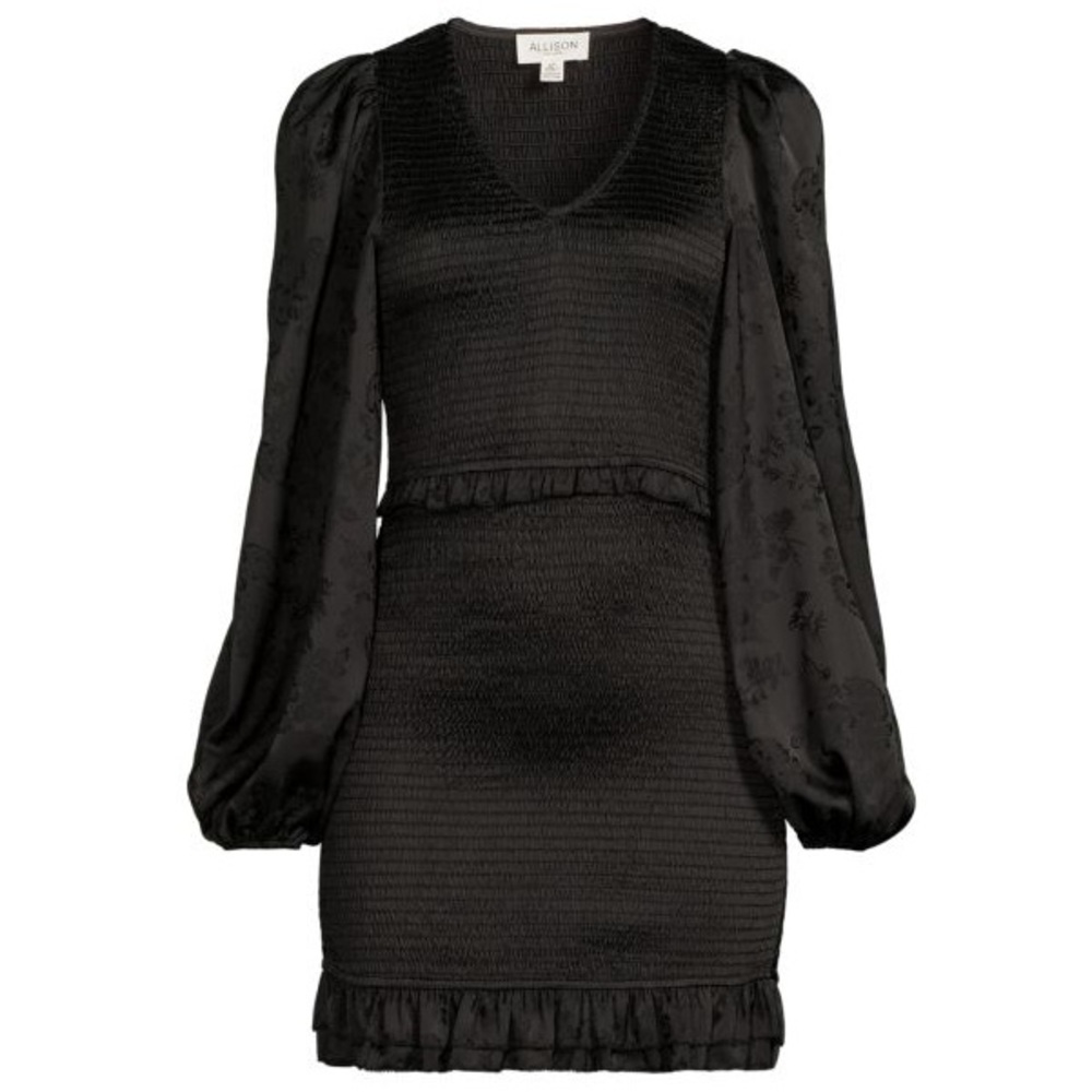 ALLISON NEW YORK
Women's Smocked Satin Mini Dress In Black